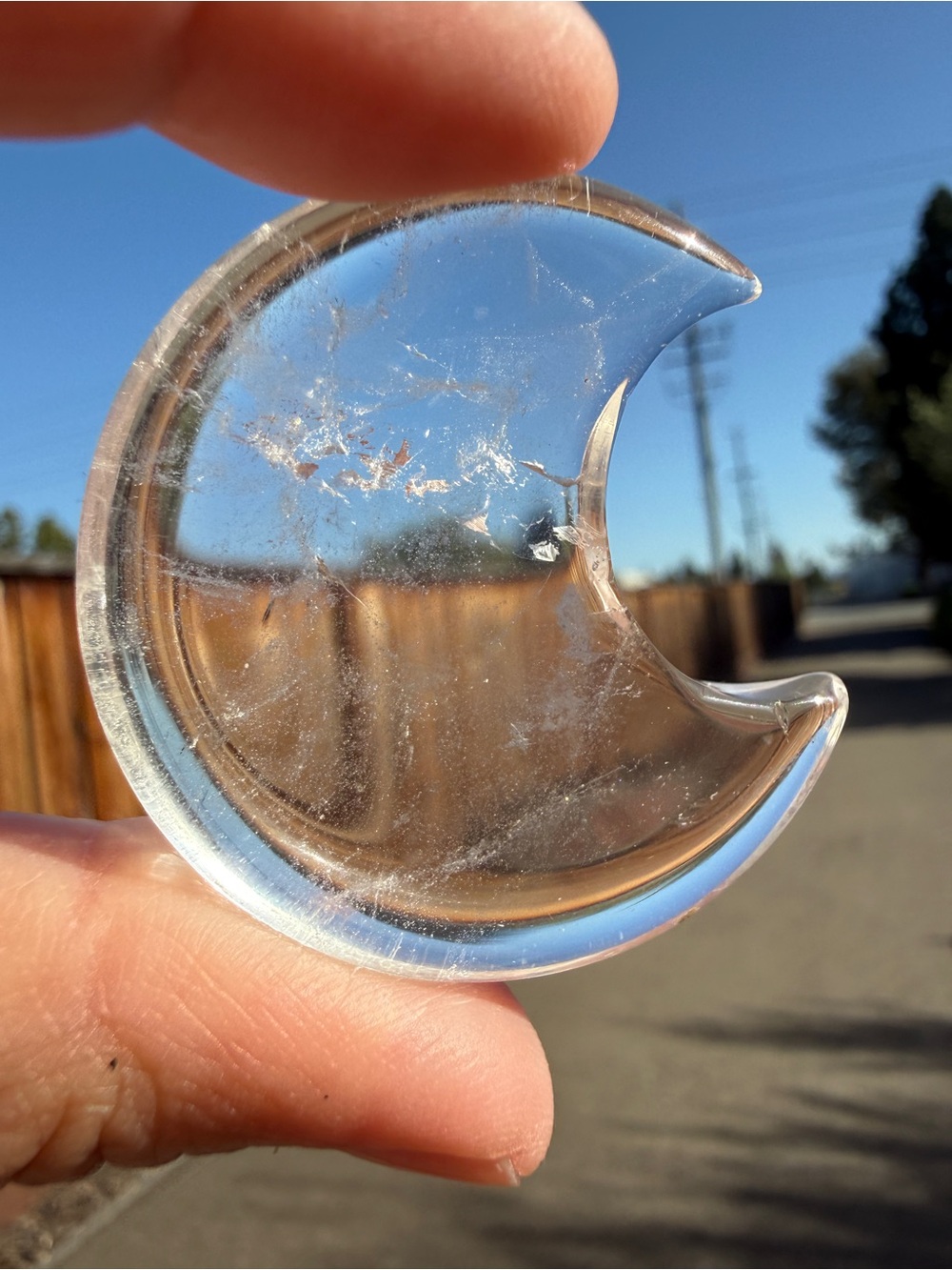 Natural Clear Quartz Crescent Moon Master Healer Crystal Positive Healing Energy